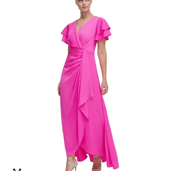 NWT DKNY‎ Pink Ruffled Wrap Dress Size 2